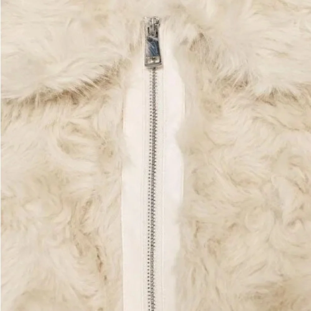 Zara Faux Fur Bomber NWT Jacket Ecru 3046/028/712 Cream XS mob wife old money - Picture 11 of 17